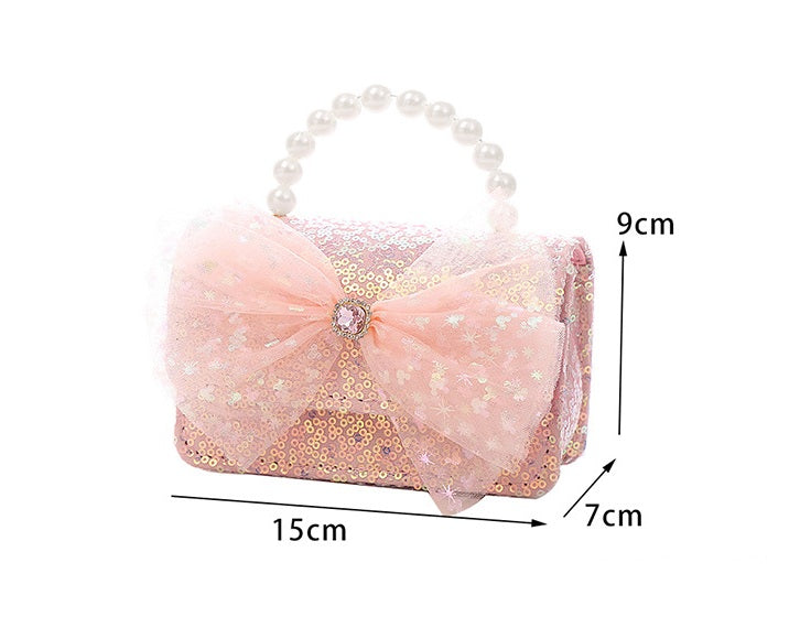 The Radiant Sequin Butterfly Handbag | Pearl Handle & Crystal Bow