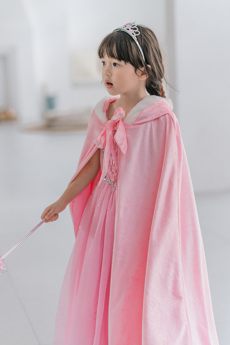 The Winter Velvet Hooded Cloak | Plush Faux-Fur Trim | Sydney Stock