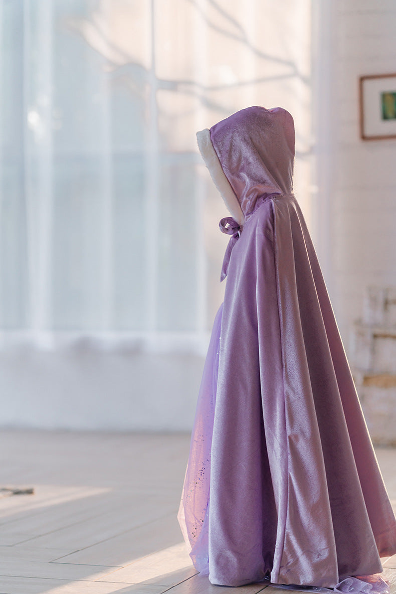 The Winter Velvet Hooded Cloak | Plush Faux-Fur Trim | Sydney Stock