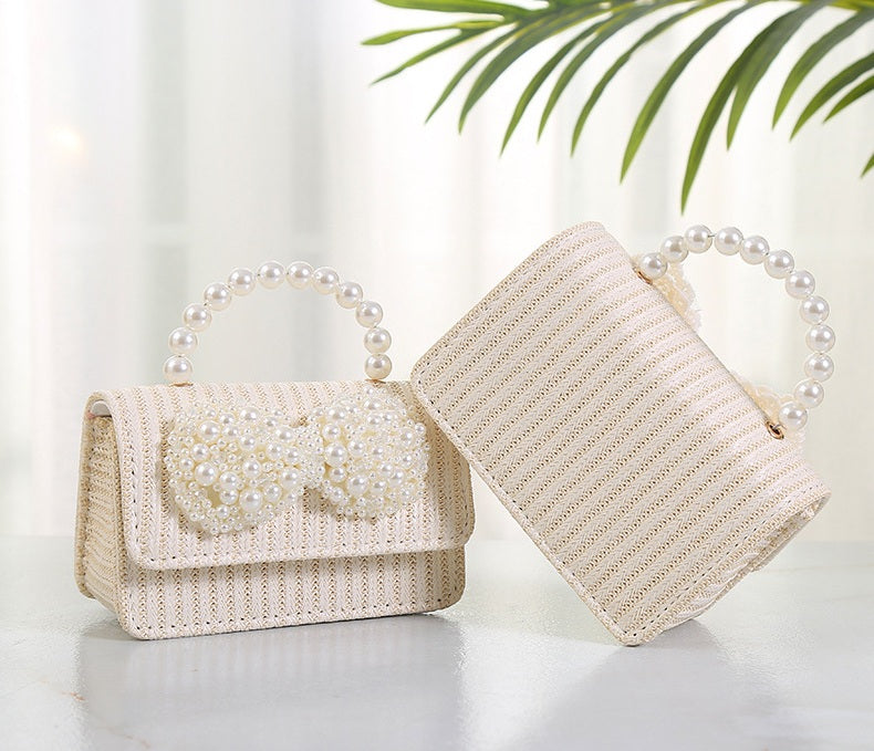 The Seaside Pearl Woven Handbag Collection | Detachable Gold Chain
