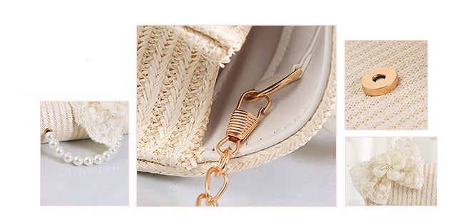 The Seaside Pearl Woven Handbag Collection | Detachable Gold Chain