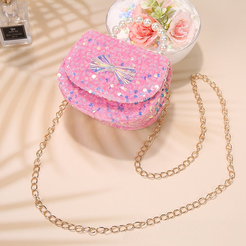 Velvet Sparkle Sequin Handbag | Pearl Handle & Holographic Bow | Sydney Stock