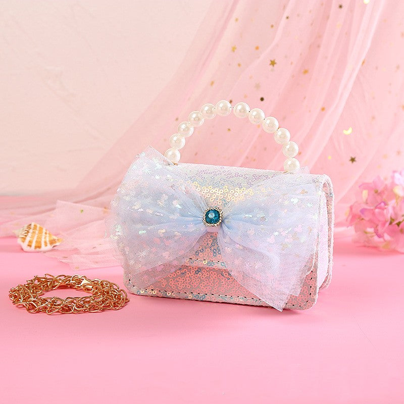 The Radiant Sequin Butterfly Handbag | Pearl Handle & Crystal Bow