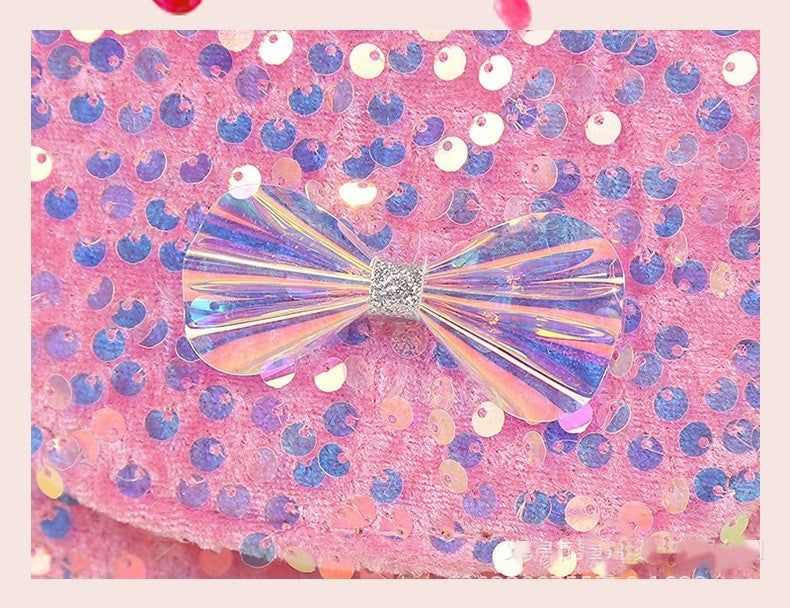 Velvet Sparkle Sequin Handbag | Pearl Handle & Holographic Bow | Sydney Stock