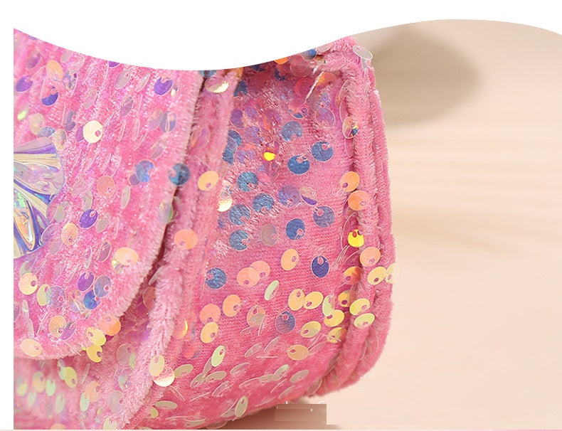 Velvet Sparkle Sequin Handbag | Pearl Handle & Holographic Bow | Sydney Stock