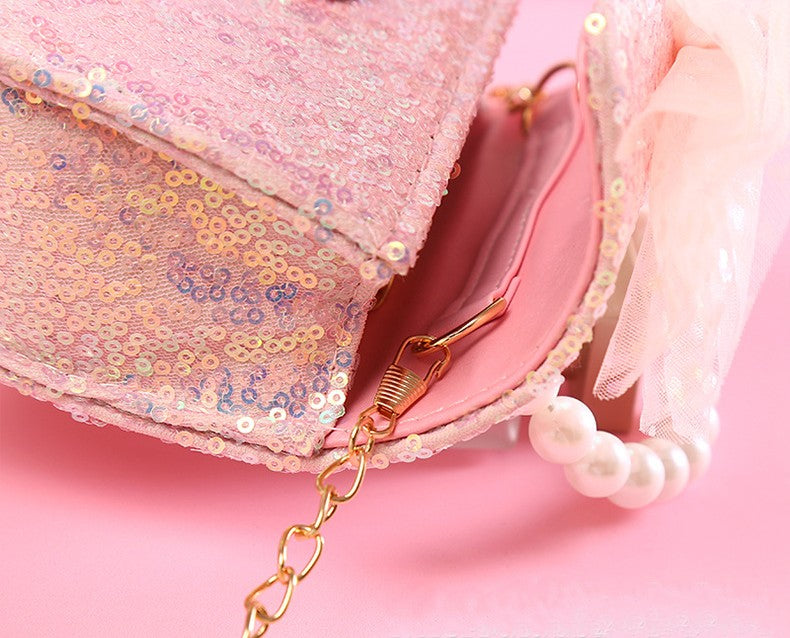The Radiant Sequin Butterfly Handbag | Pearl Handle & Crystal Bow