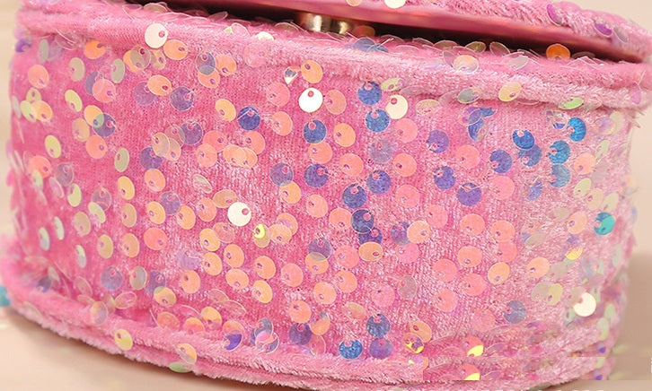 Velvet Sparkle Sequin Handbag | Pearl Handle & Holographic Bow | Sydney Stock
