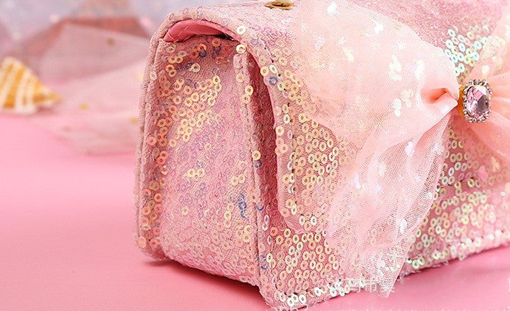 The Radiant Sequin Butterfly Handbag | Pearl Handle & Crystal Bow