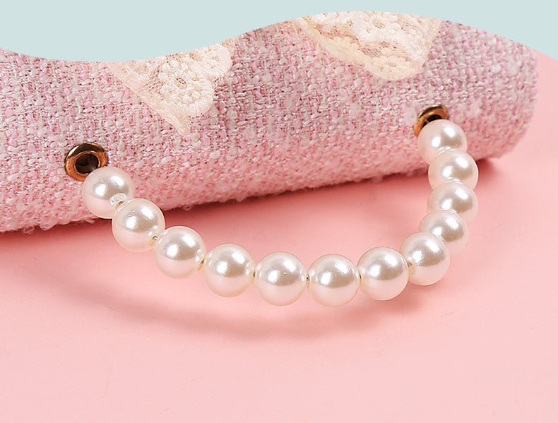 The Pastel Tweed Pearl Handbag | Oversized Lace Bow | Sydney Stock