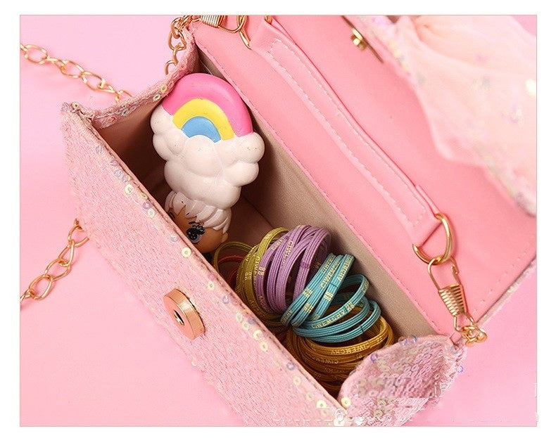 The Radiant Sequin Butterfly Handbag | Pearl Handle & Crystal Bow