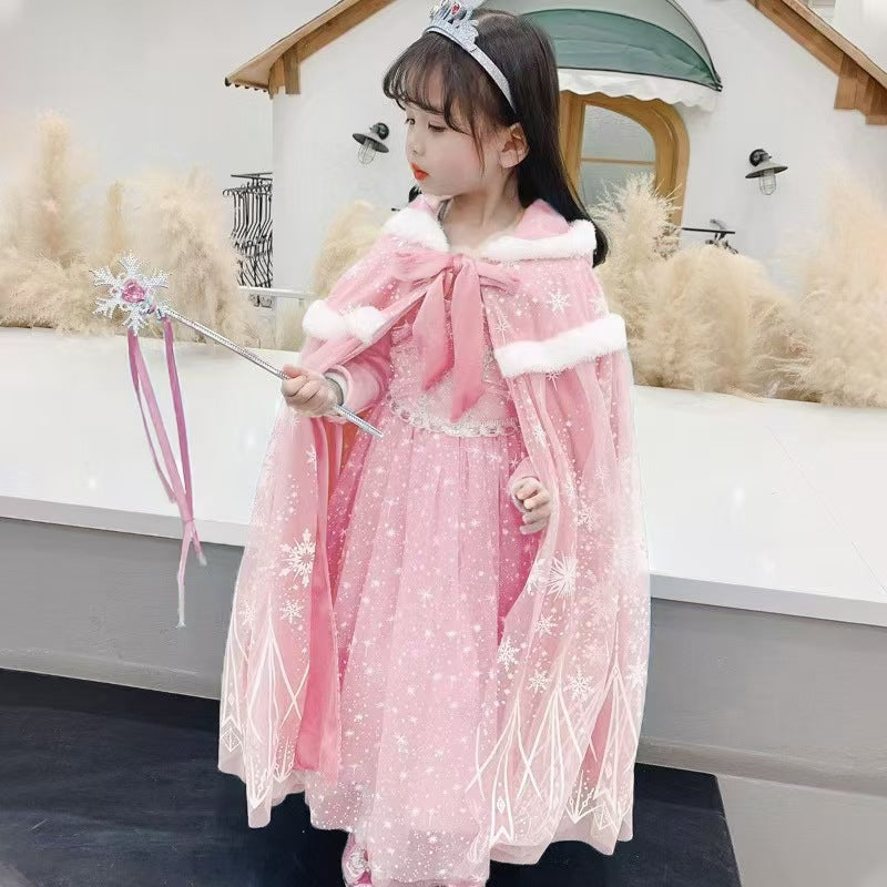 The Royal Winter Velvet & Mesh Cloak | Faux-Fur Trim | Sydney Stock