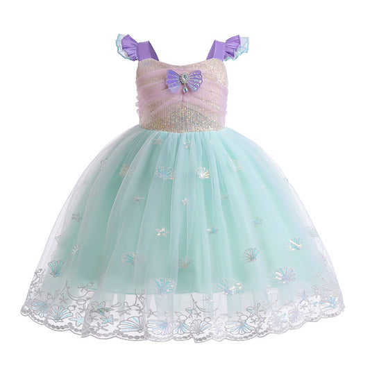 The Sea Blossom Mermaid Gown | Pastel Mint & Shell Embroidery | Sydney Stock