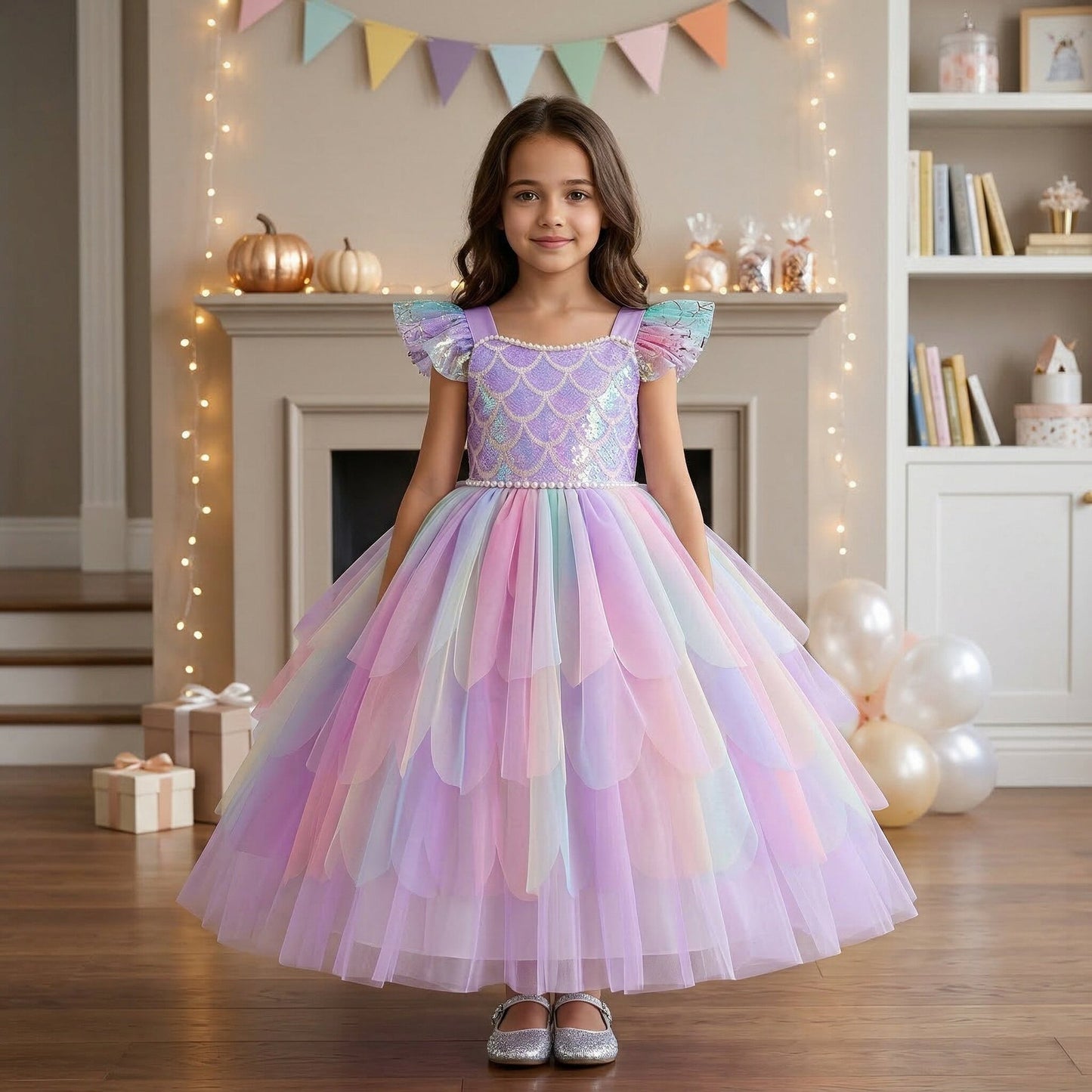 The Rainbow Mermaid Petal Gown | Pastel Iridescent | Sydney Stock