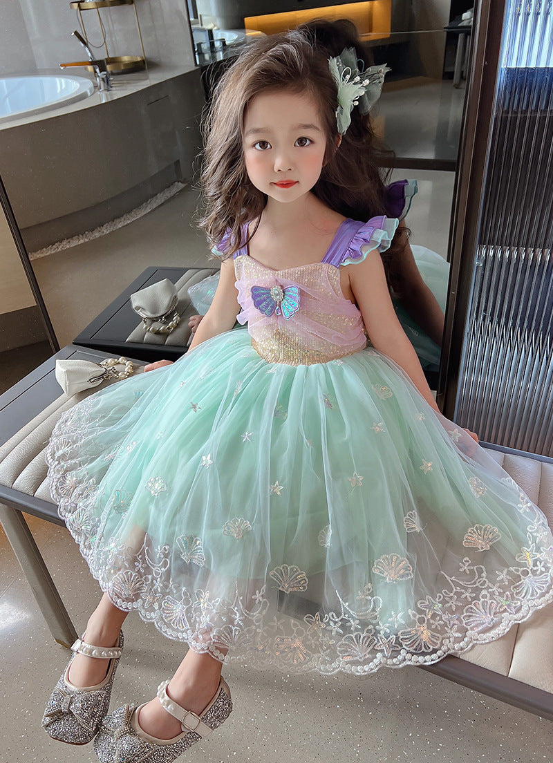 The Sea Blossom Mermaid Gown | Pastel Mint & Shell Embroidery | Sydney Stock