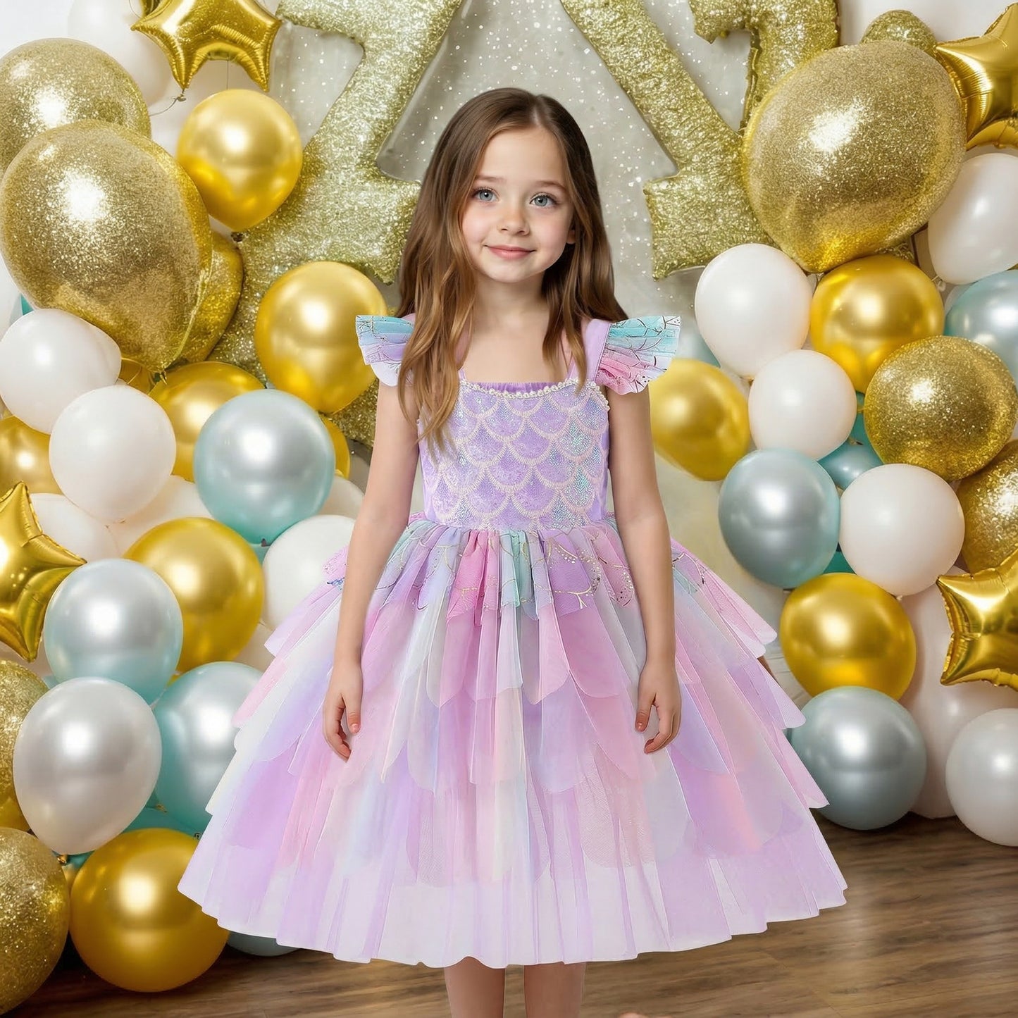 The Rainbow Mermaid Petal Gown | Pastel Iridescent | Sydney Stock