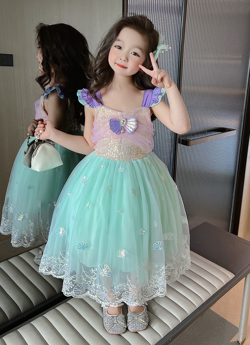 The Sea Blossom Mermaid Gown | Pastel Mint & Shell Embroidery | Sydney Stock